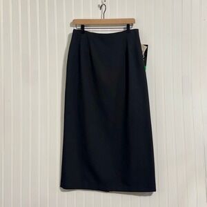 Briggs Black Midi Pencil Skirt Office Siren 12 NWT Back Vent Corporate Goth